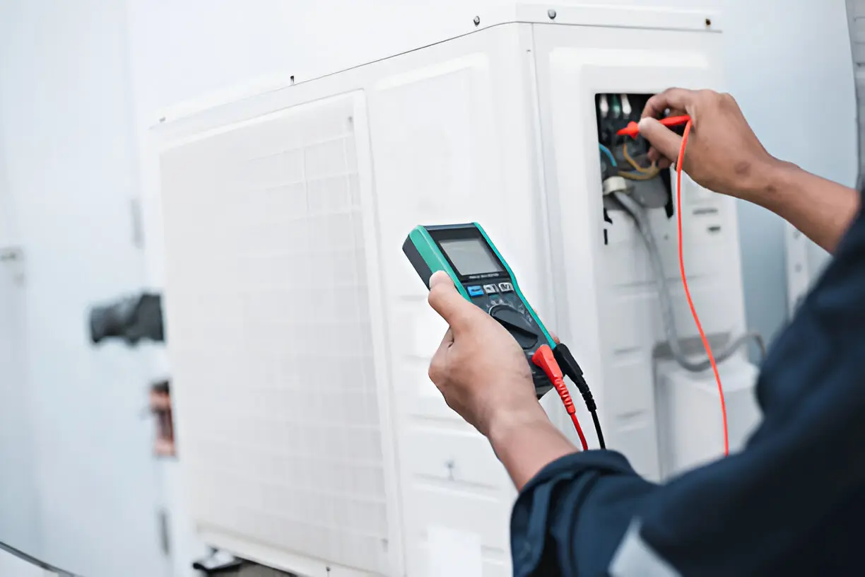 On-call HVAC technician providing urgent air conditioning repair for a late-night emergency in Los Angeles